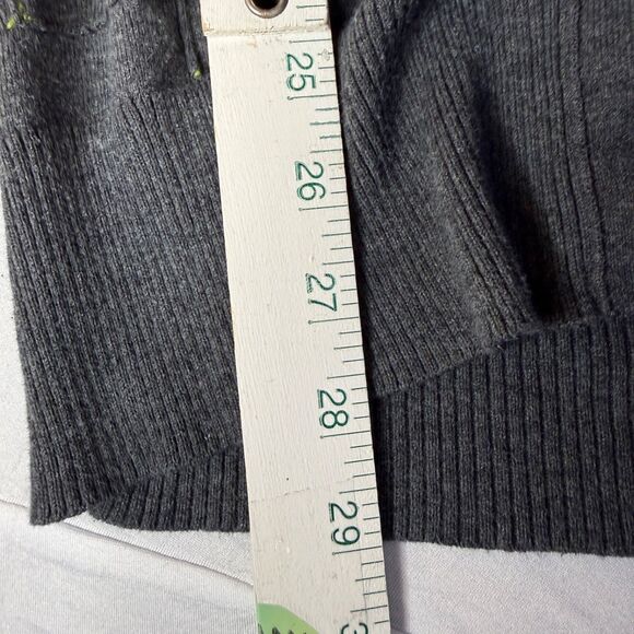 Shae Anthropologie Women's M Open Front Cardigan Pockets Gray Green Velvet - Picture 8 of 9